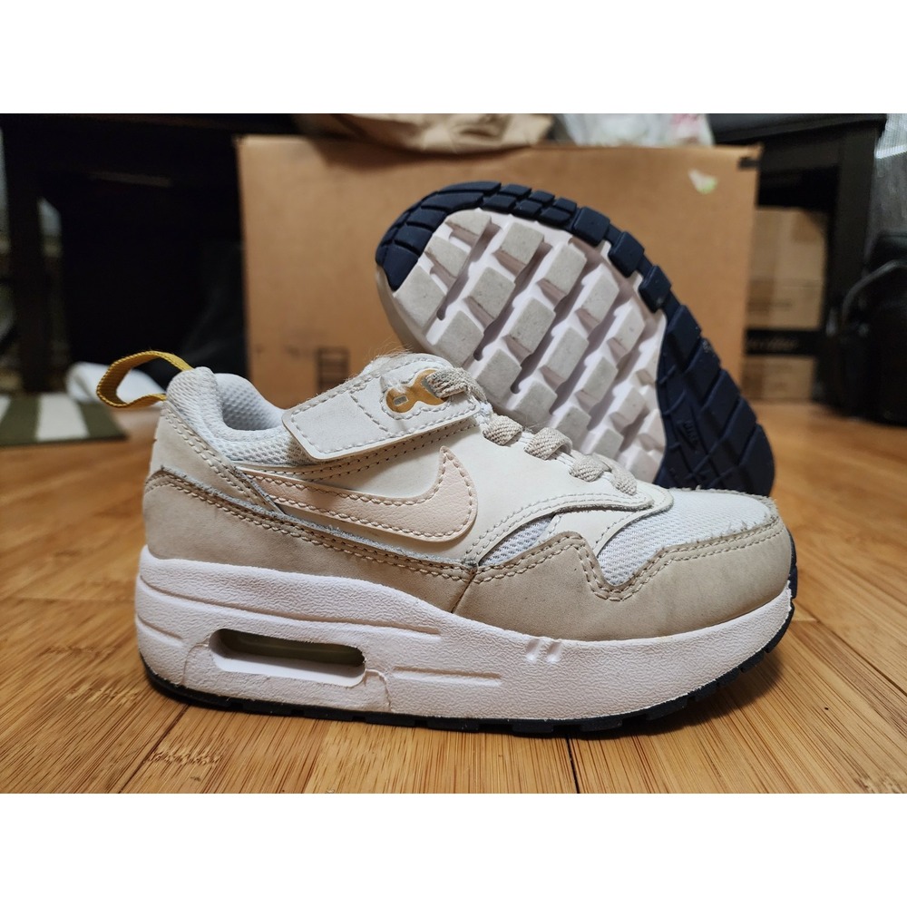 Nike Air Max 1 Easyon Shoes Kids 10C Sneakers Beige Orewood Brown DZ3308-103